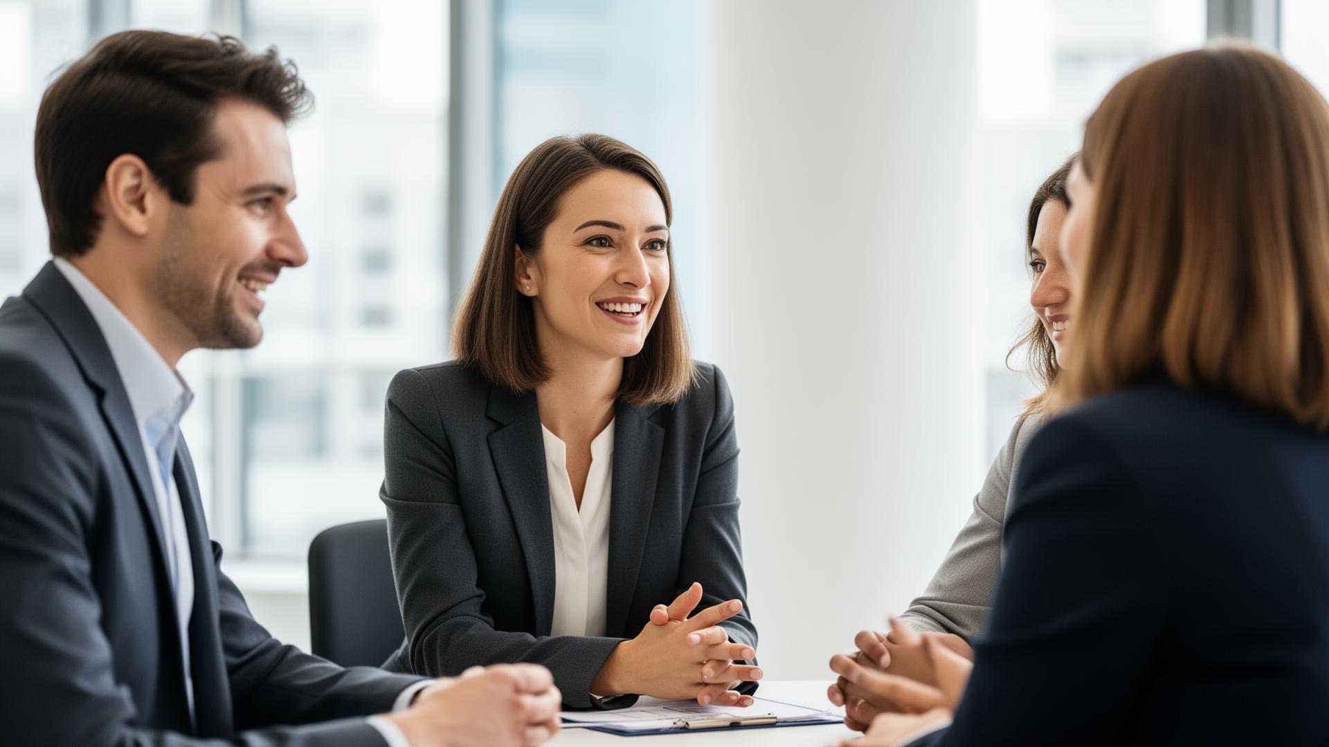 Diverse business team collaborating around a table